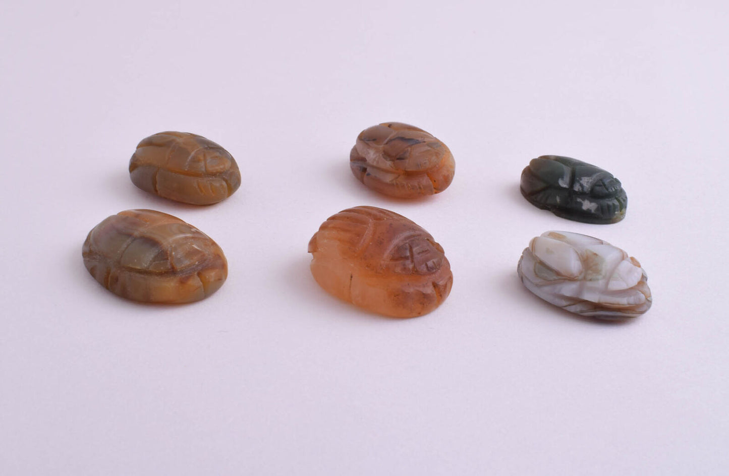 6 Egyptian Scarab-Hand Carved Egyptian Agate Scarab-Revival stone amulet