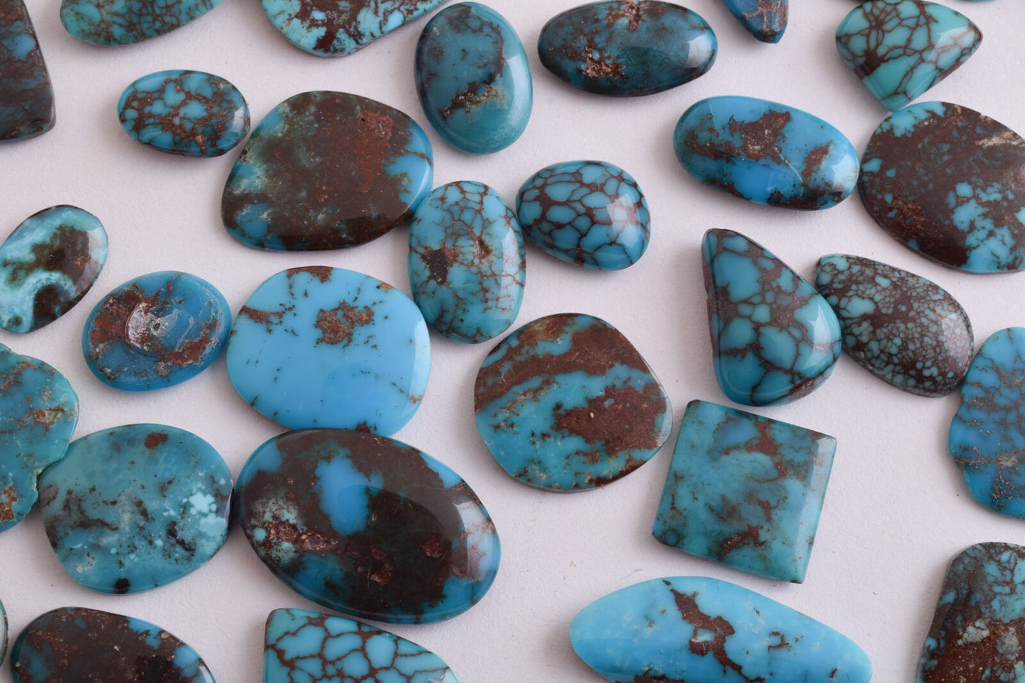 Egyptian Turquoise smoky Cabochon/+110 flat cab stone- 204 Grams-Lot