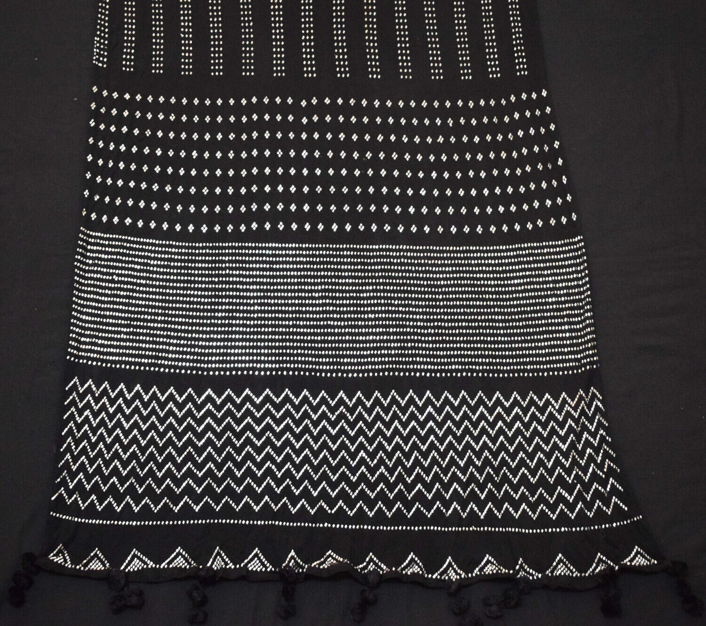 Black Egyptian Assuit Silver metal / net tulle fabric Wrap Shawl Scarf