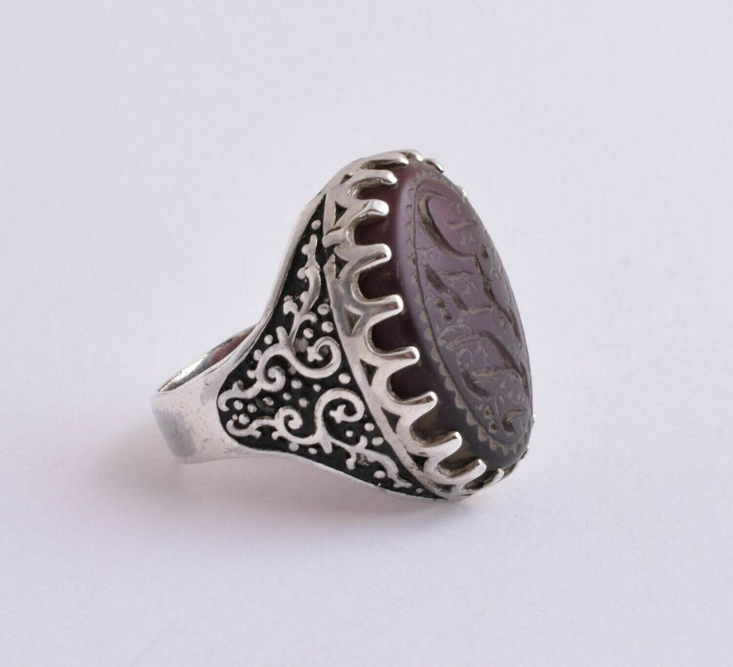 Islamic yemen- yemeni-kabdi agate aqeeq aqiq 925 Silver Men Ring- Quran