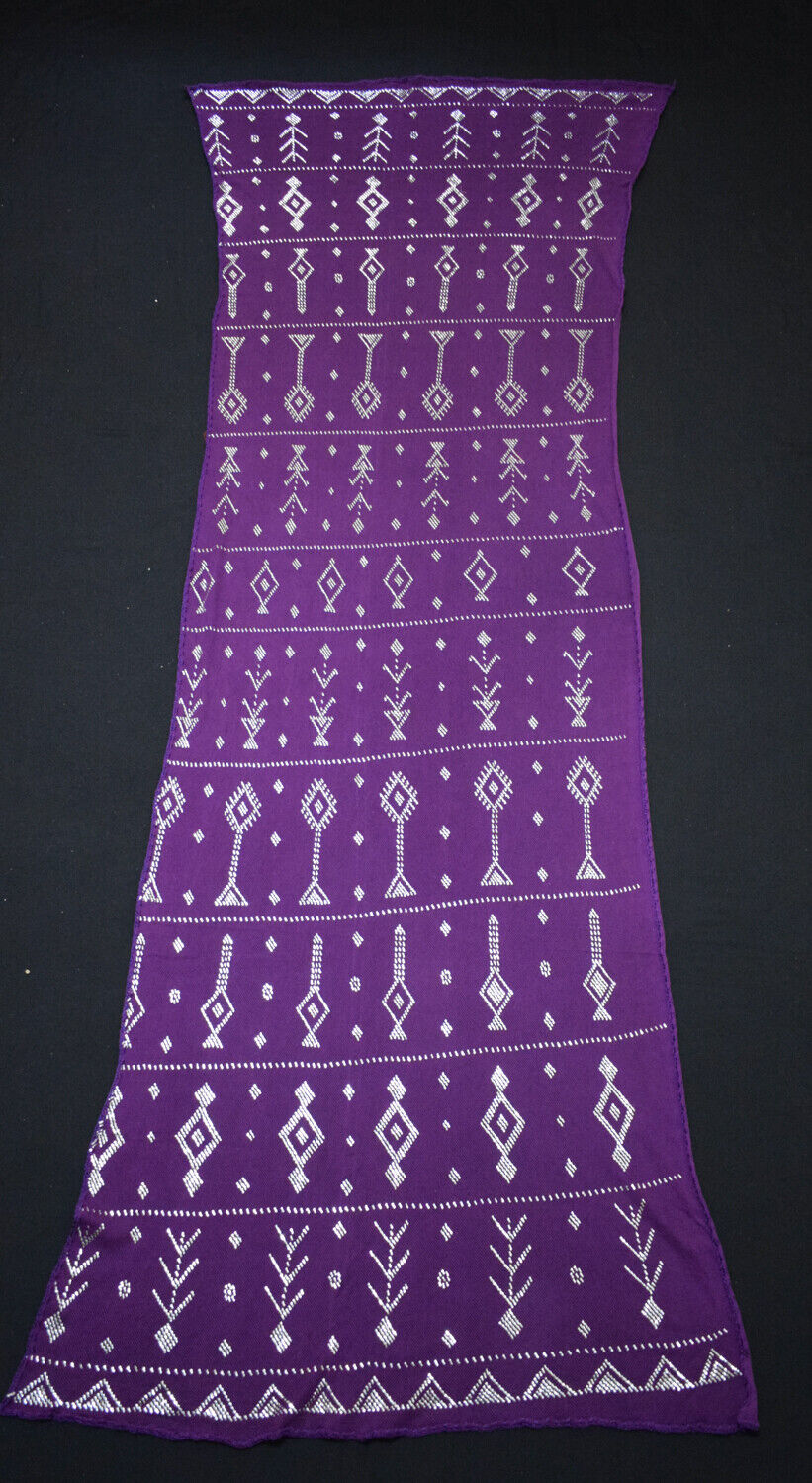 Purple Egyptian Assuit Silver metal / net tulle fabric Wrap Shawl Scarf