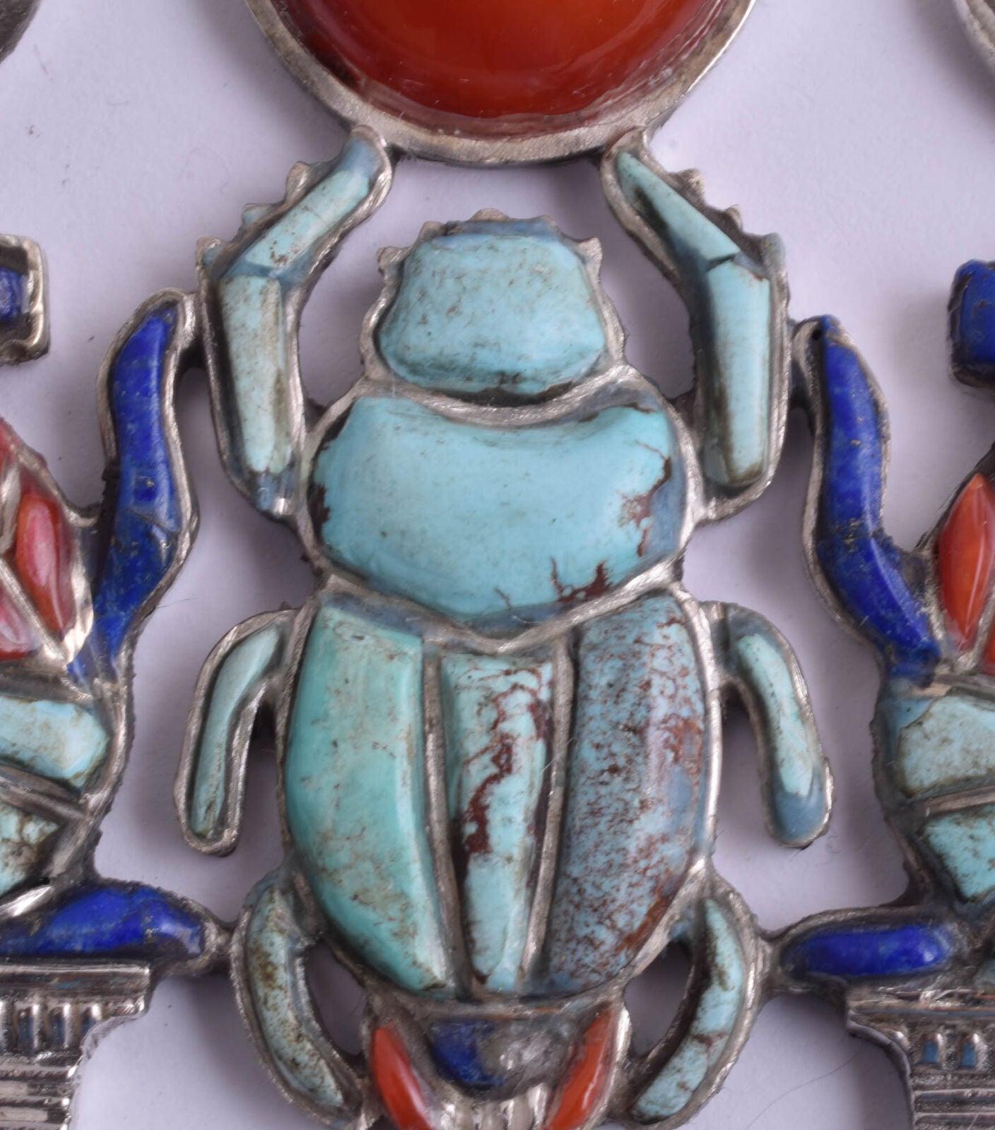 King Tut-Tutankhamun scarab necklace Silver Pendant, Turquoise, lapis-Egypt