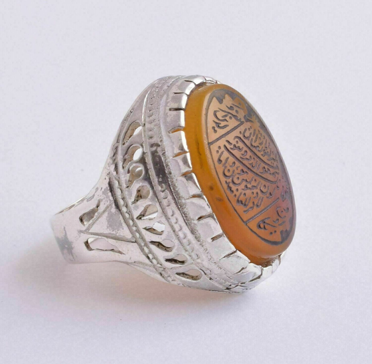 Islamic yemen- yemeni-agate aqeeq aqiq 925 Silver Men Ring- Quran-middle eastern