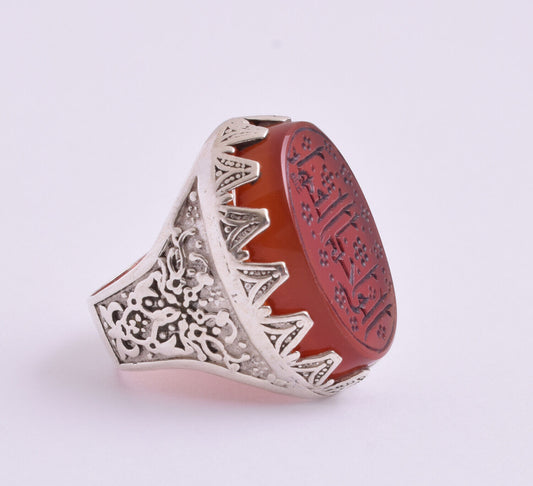 Islamic Yemeni Silver agate aqeeq aqiq men muslim ring -yemen عقيق