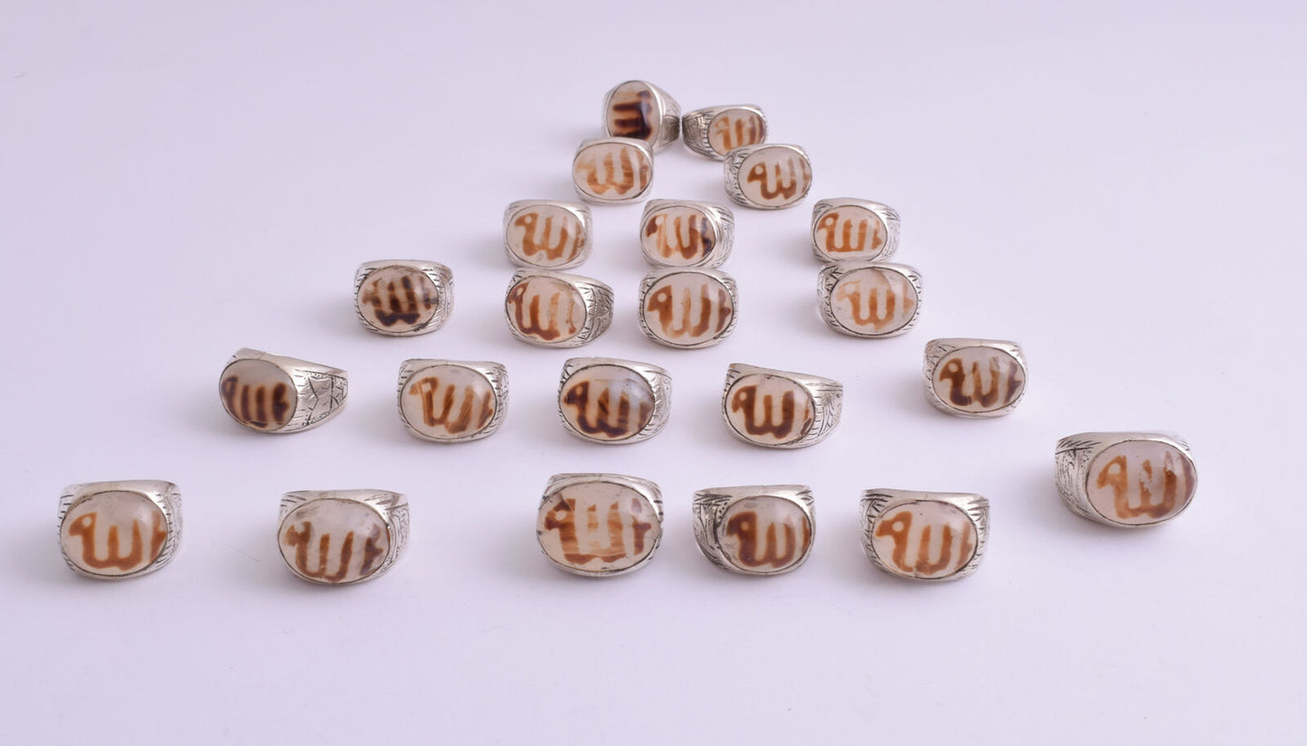 22 Islamic ALLAH rings collection, Yemen agate, men rings-Wholesale Lot