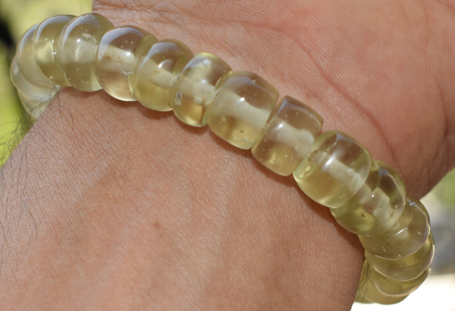 Libyan Desert glass Bracelet-28 beads-12mmx6mm-192 ct-Meteorite Tektite-asteroid