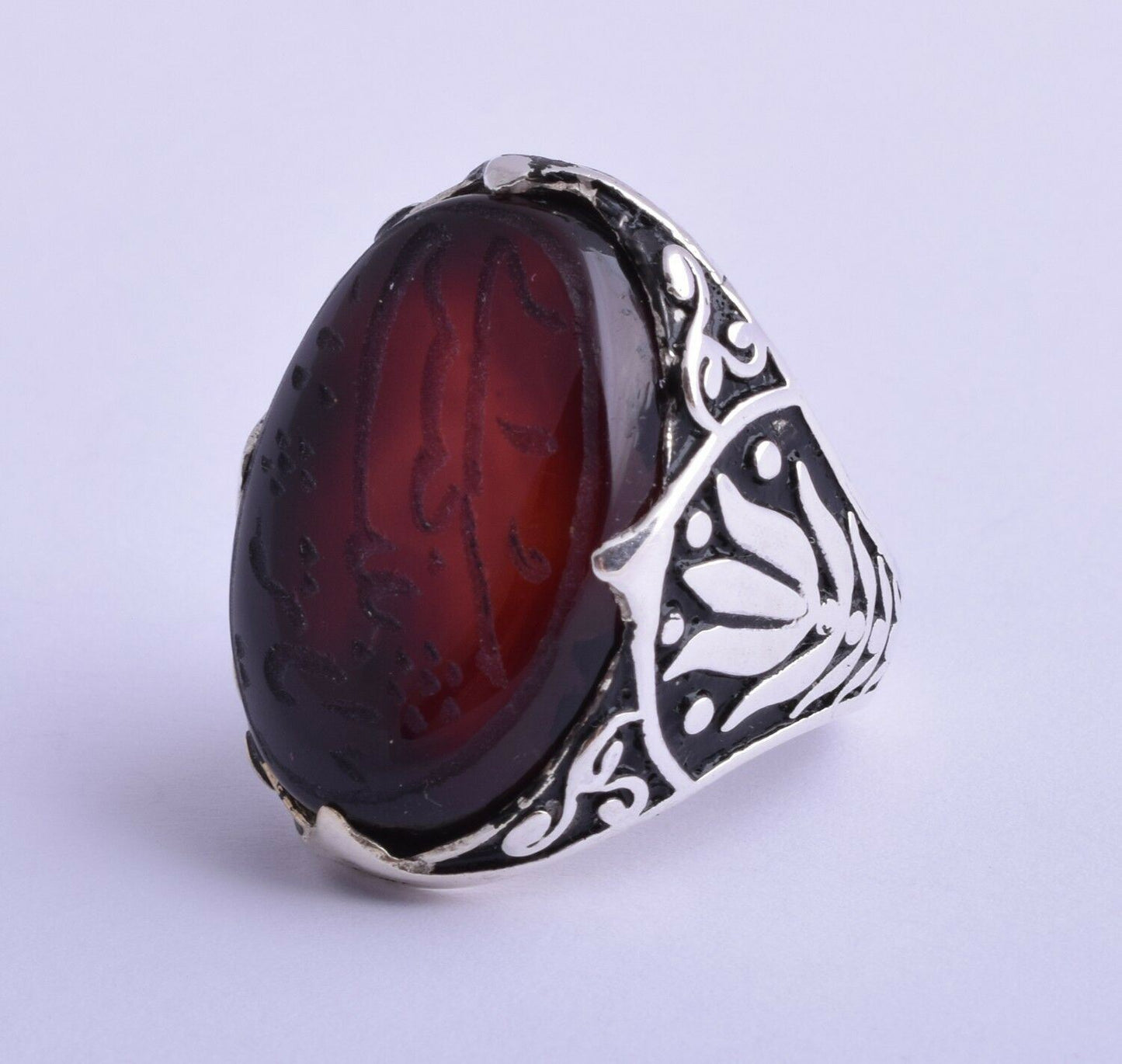 Yemeni Yemen kabdi Islamic agate aqeeq aqiq Silver Men Ring- عقيق كبدي-DHL