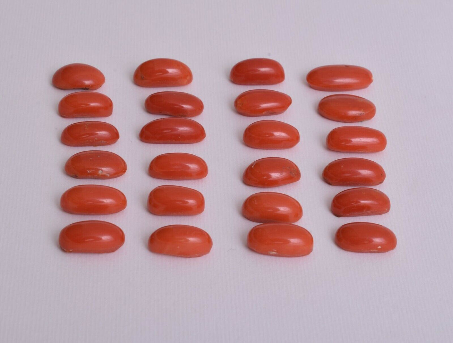 Natural Red Coral Cabochon Cab-24Pcs untreated Mediterranean Red Coral-96 Carats