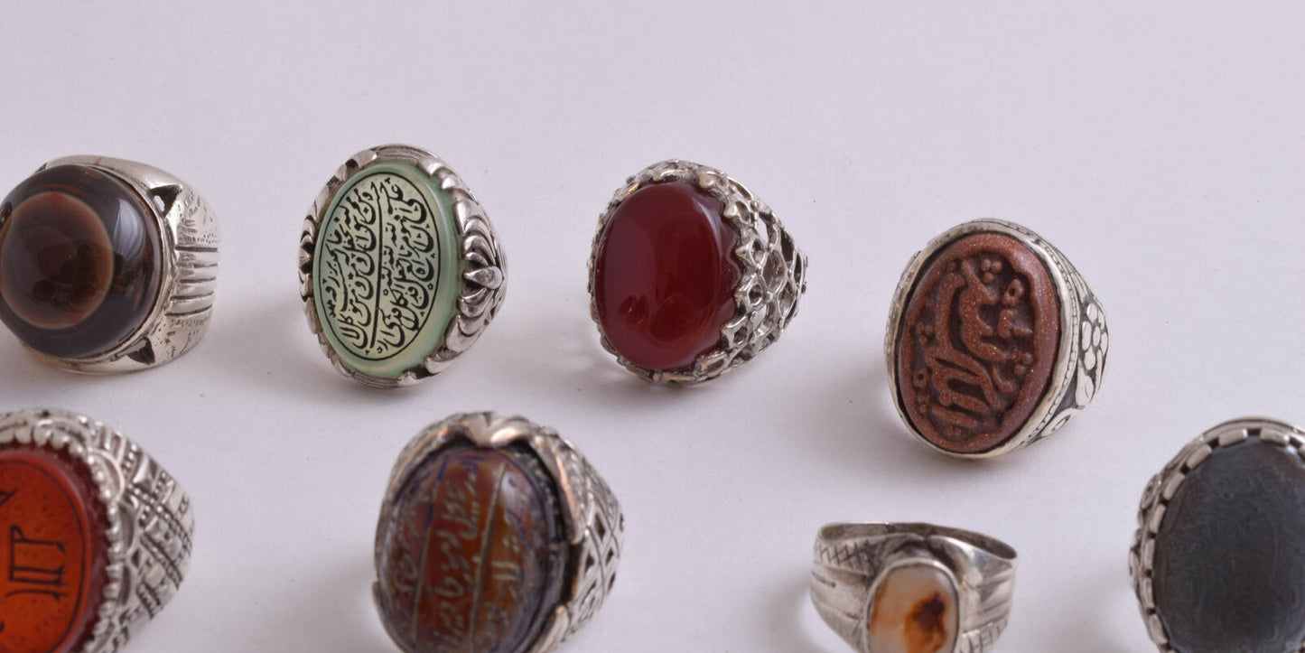 20 Islamic rings collection, Koran, Quran, Yemen agate men rings-Wholesale Lot