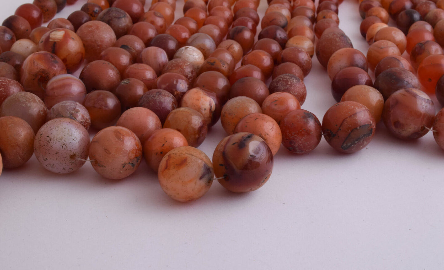 8 Antique old Carnelian round Agate beads Necklace-middle eastern