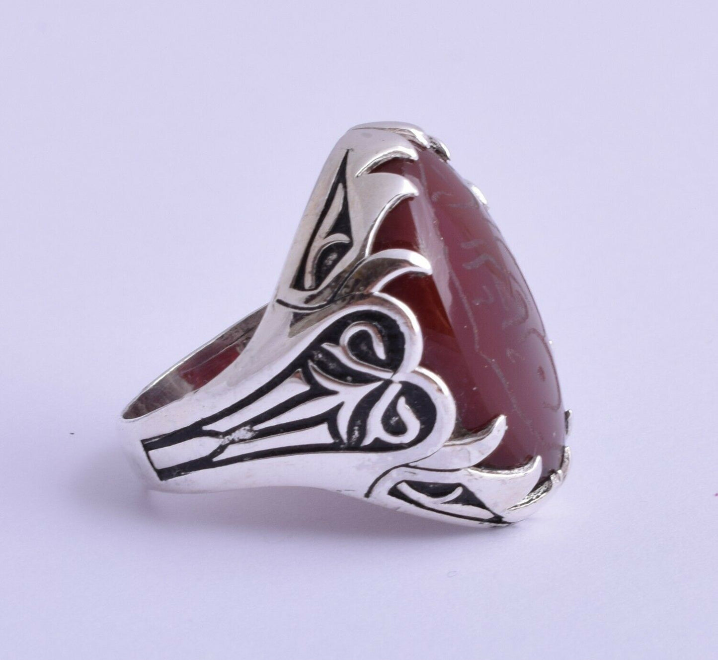 Yemeni Yemen kabdi Islamic agate aqeeq aqiq 925 Silver Men Ring- عقيق كبدي-DHL