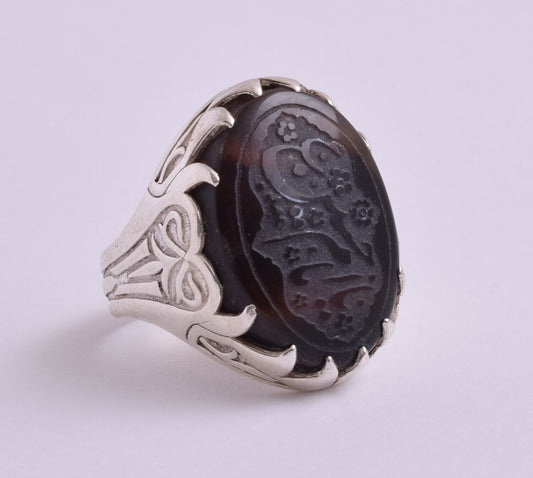 Islamic Yemeni Silver agate aqeeq aqiq men muslim ring -yemen عقيق