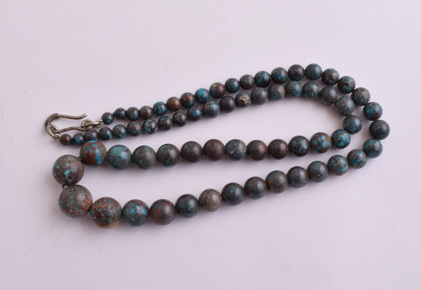 Egyptian Turquoise Spiderweb Necklace choker- round beads , 60 grams