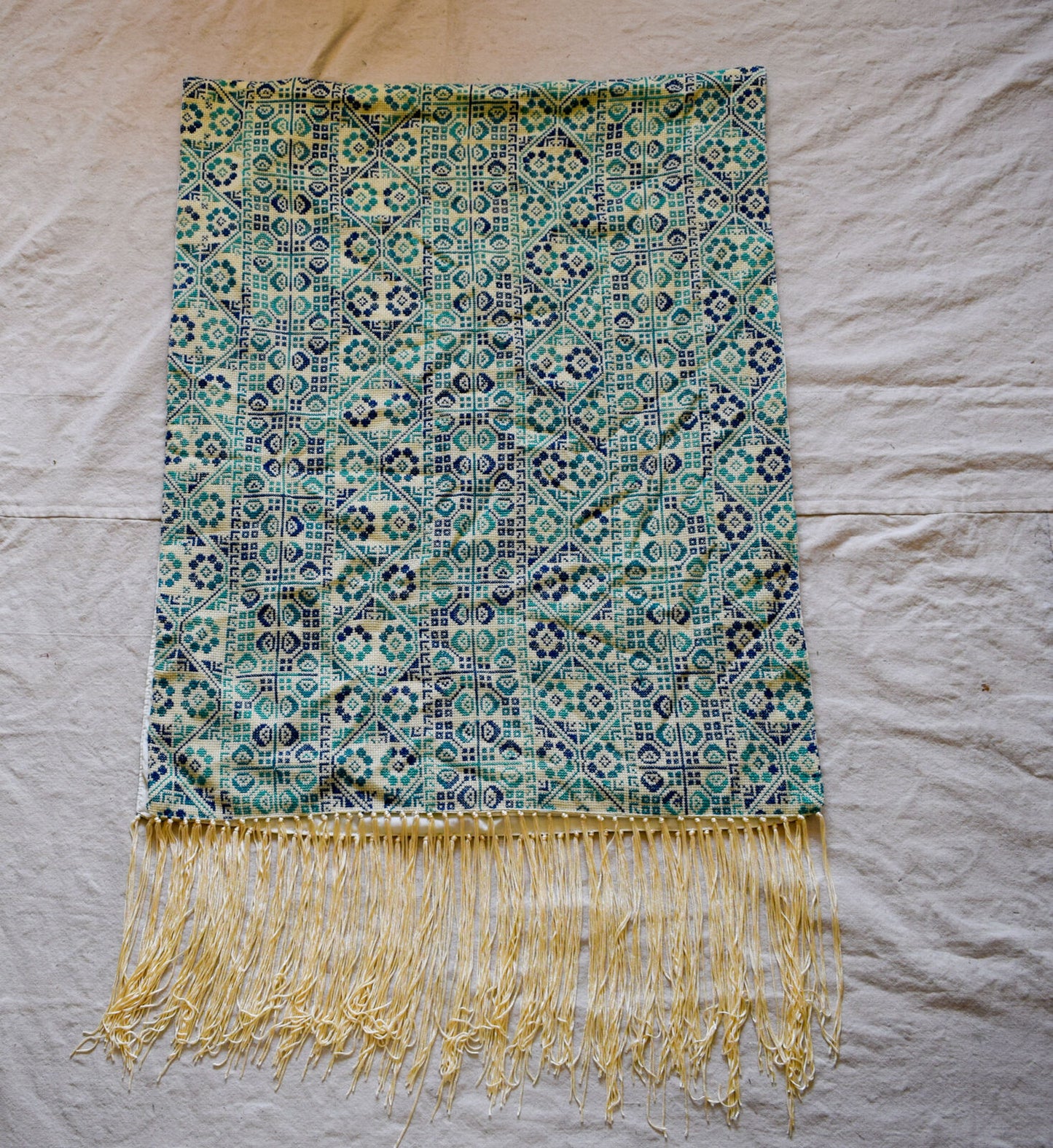 Hand Stitched embroidered Egyptian Tablecloth  / Palestinian Bedouin Shawl Scarf