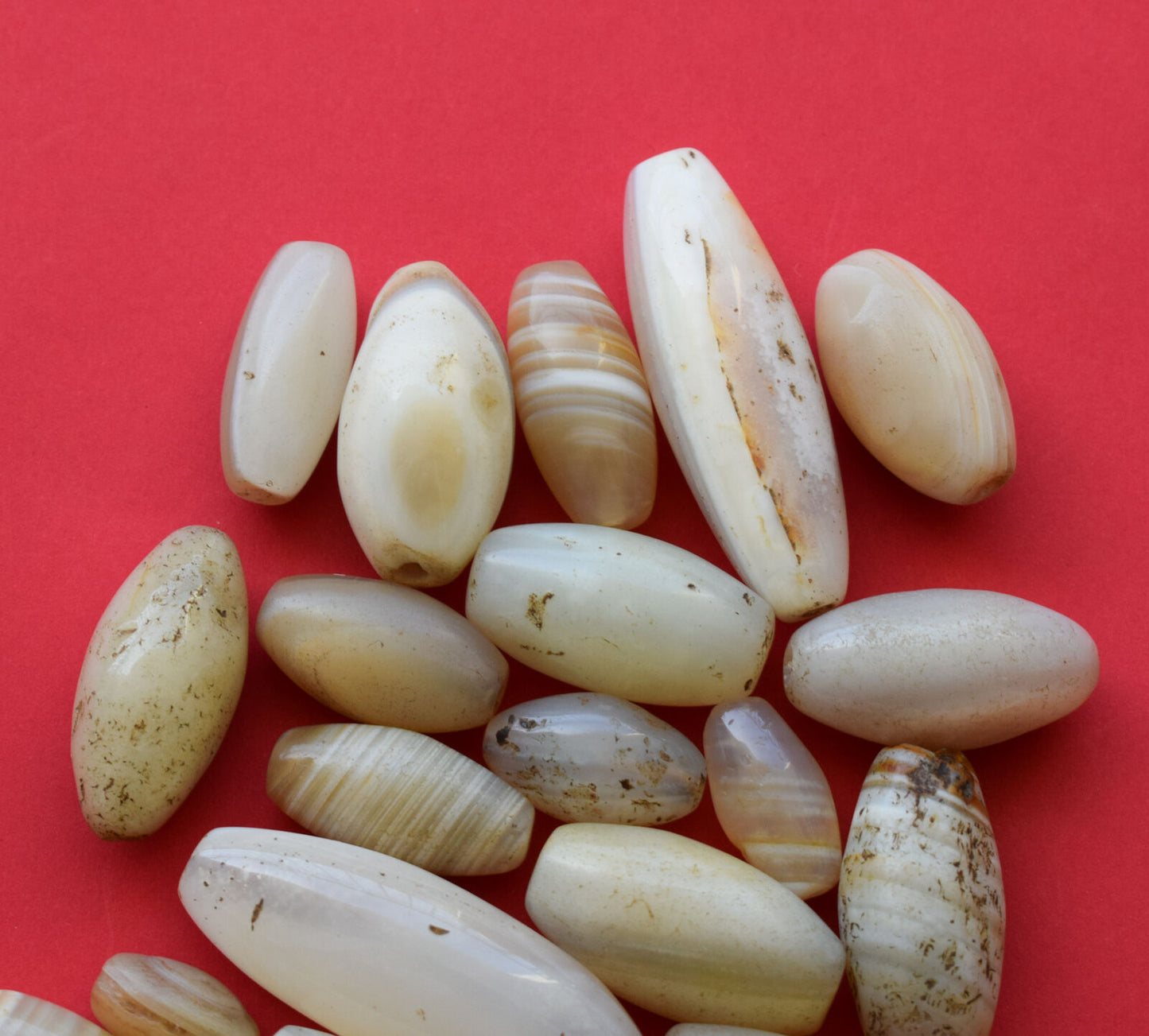 25 Antique ancient banded agate Carnelian beads-middle eastern-300 grams