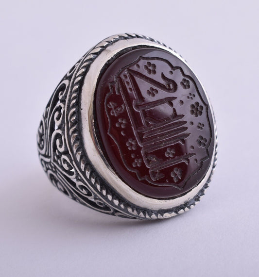 Islamic 925 sterling Silver Yemen agate aqeeq aqiq akik Men Ring-yemeni-DHL