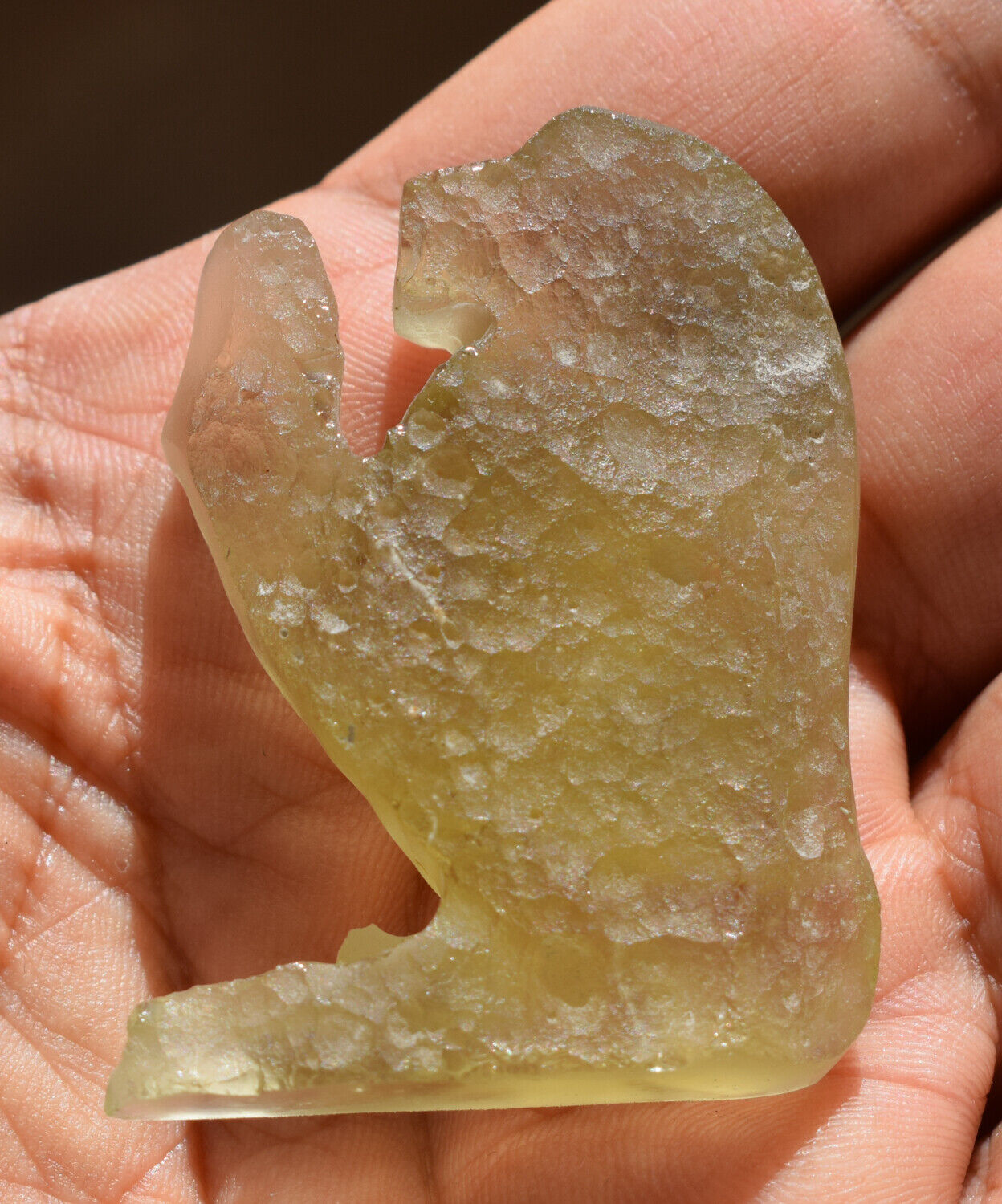 Libyan Desert Glass, Egyptian Baboon-Monkey,Asteroids Impact, 162 Ct-hand Carved