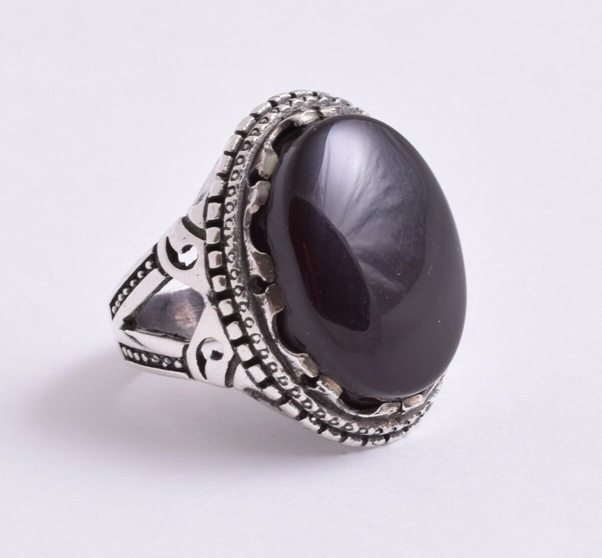 Agate Yemen silver Ring-Yemeni kabdi agate aqeeq aqiq Silver Men Ring