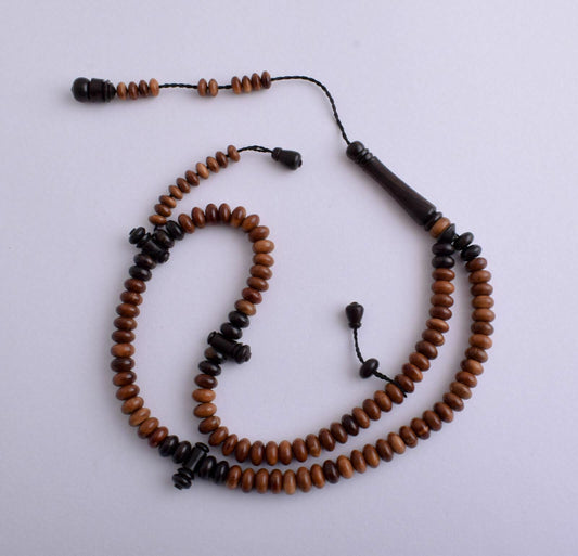 3X PRAYER BEADS -Kuka, Ebony Prayer Beads,muslim Islamic Tasbih-100 inlaid beads