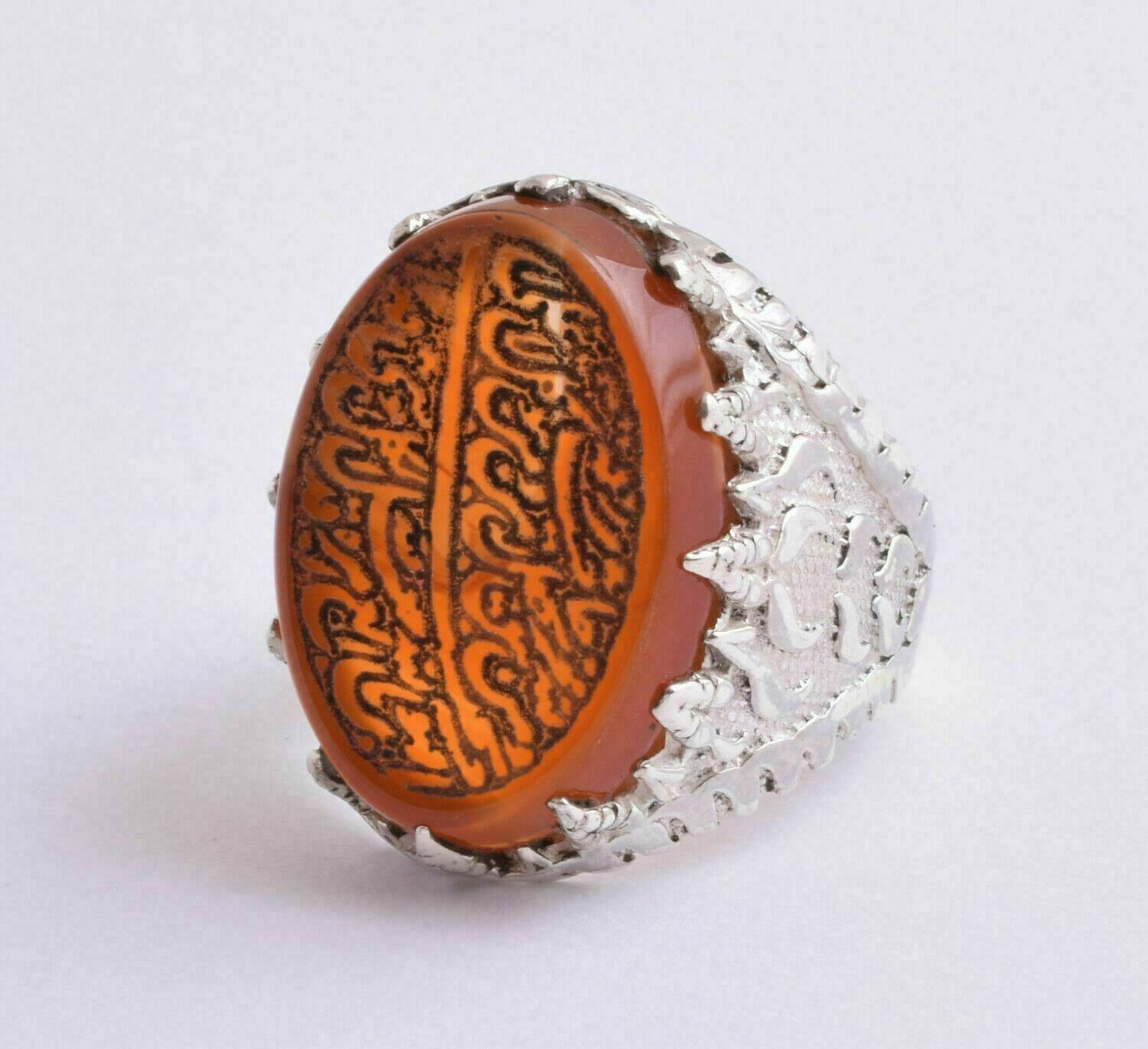 Agate aqeeq aqiq 925 Silver Men Ring- Quran-Islamic yemen- yemeni