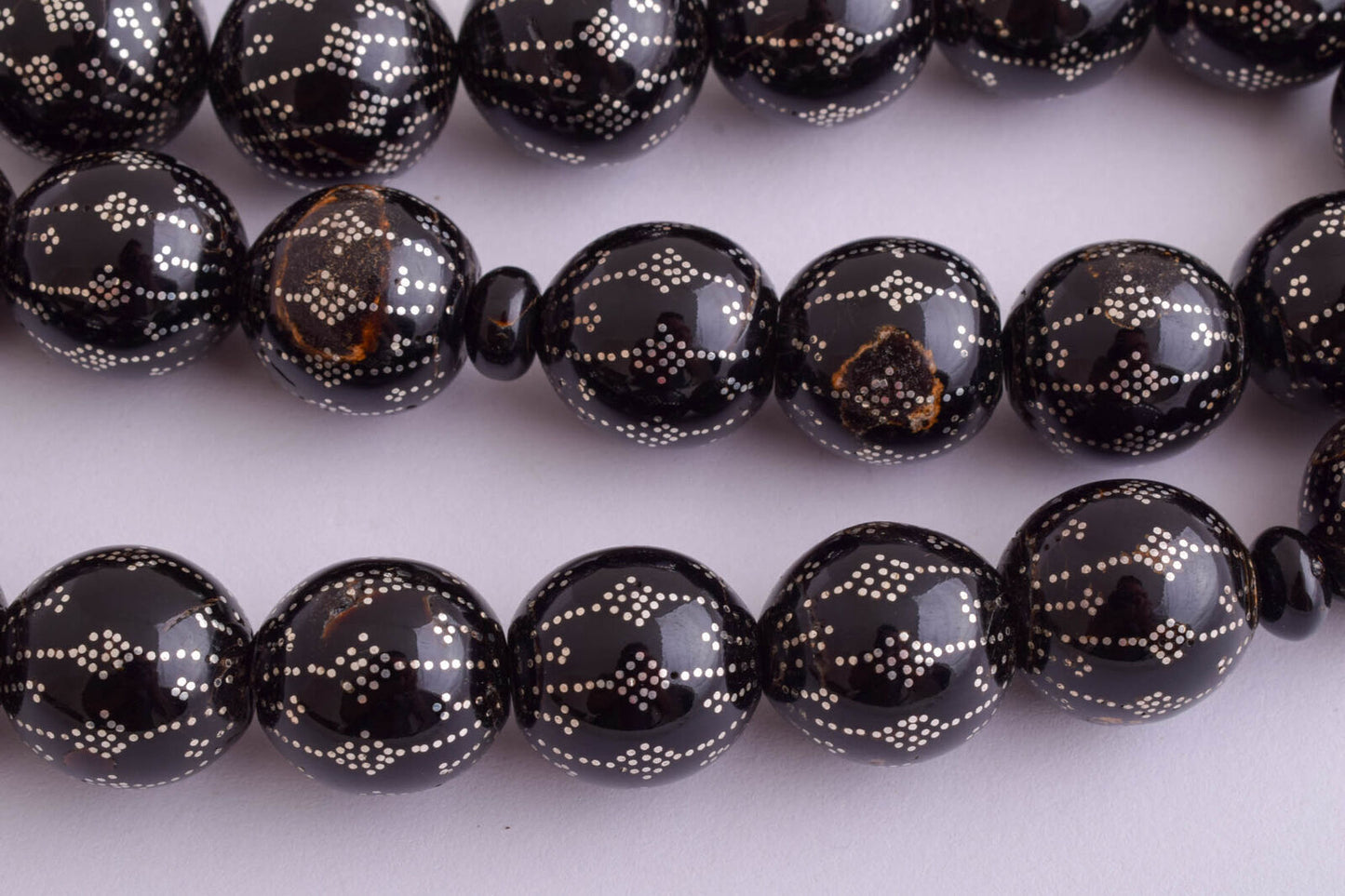 Prayer Beads Islamic Yusr Black coral/ Handmade silver nails-يسر