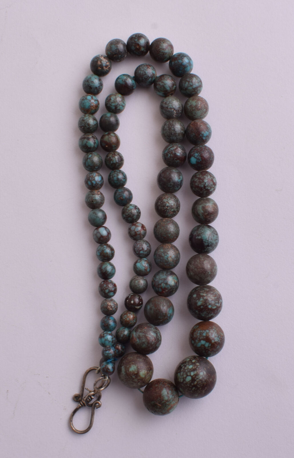 Egyptian Turquoise Spiderweb Necklace choker- round beads , 56 grams