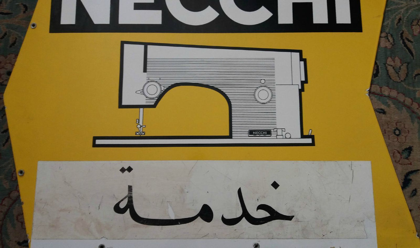 Vintage Italian NECCHI Sewing Machine enamel porcelain sign