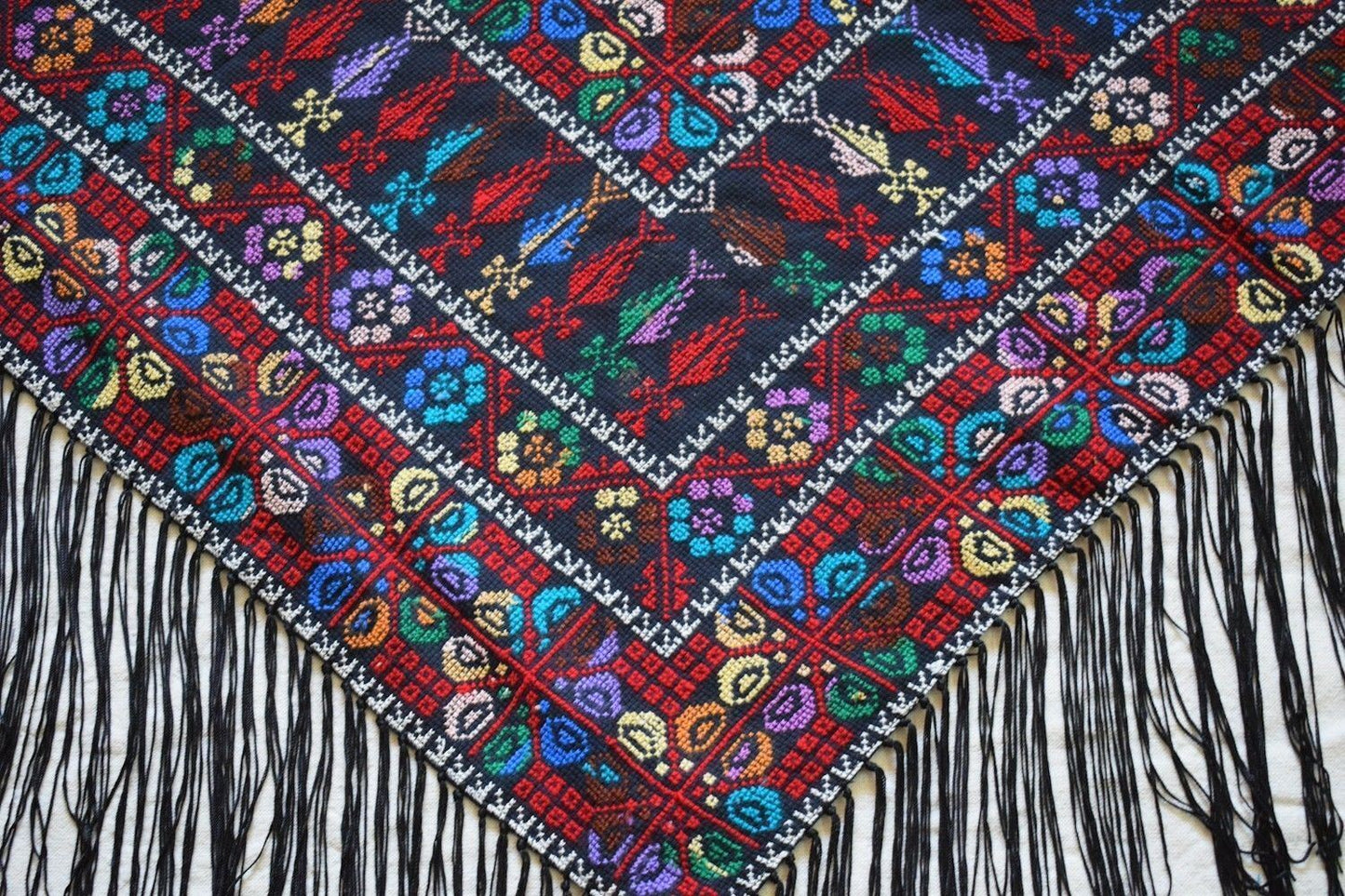 Palestinian Scarf, Embroidered Shawl, Egyptian Shawl, Bedouin Scarf, Hand Woven