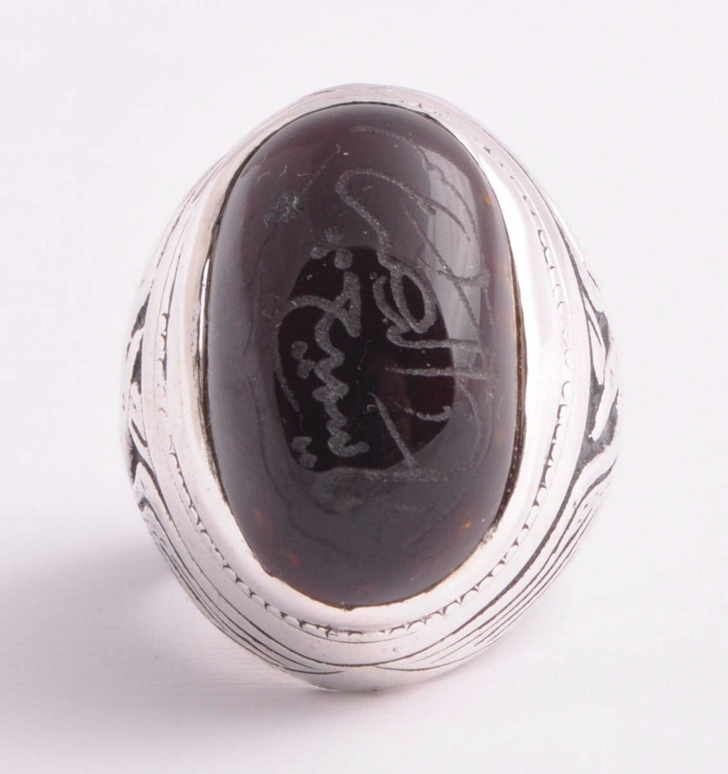 Yemeni Yemen kabdi agate aqeeq aqiq 925 Silver Islamic Men Ring- عقيق كبدي-DHL