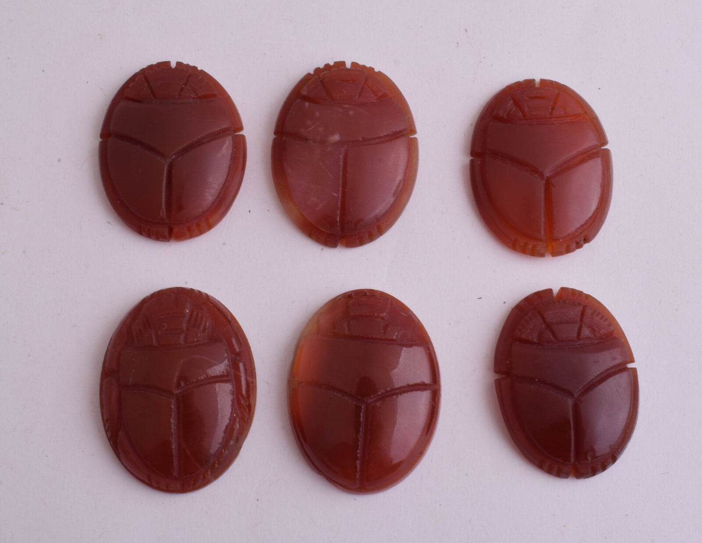 6 Egyptian Scarab-Hand Carved Egyptian Agate Scarab-Revival stone amulet