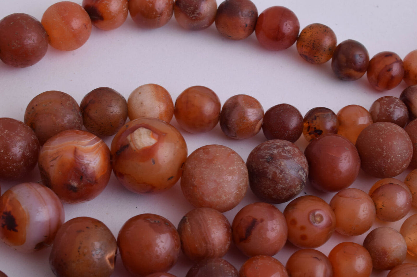 8 Antique old Carnelian round Agate beads Necklace-middle eastern