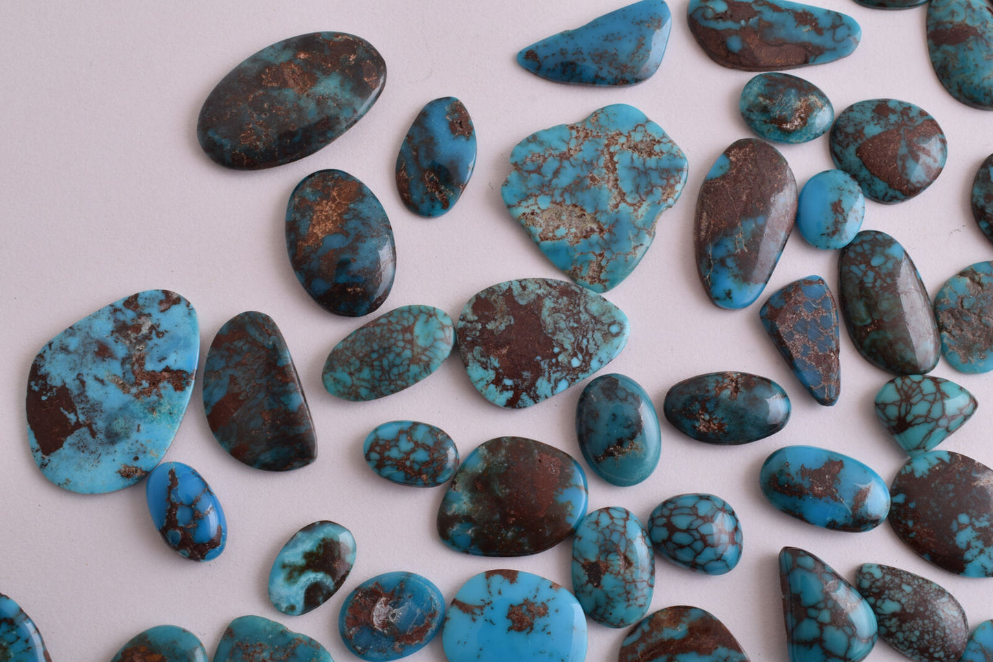 Egyptian Turquoise smoky Cabochon/+110 flat cab stone- 204 Grams-Lot