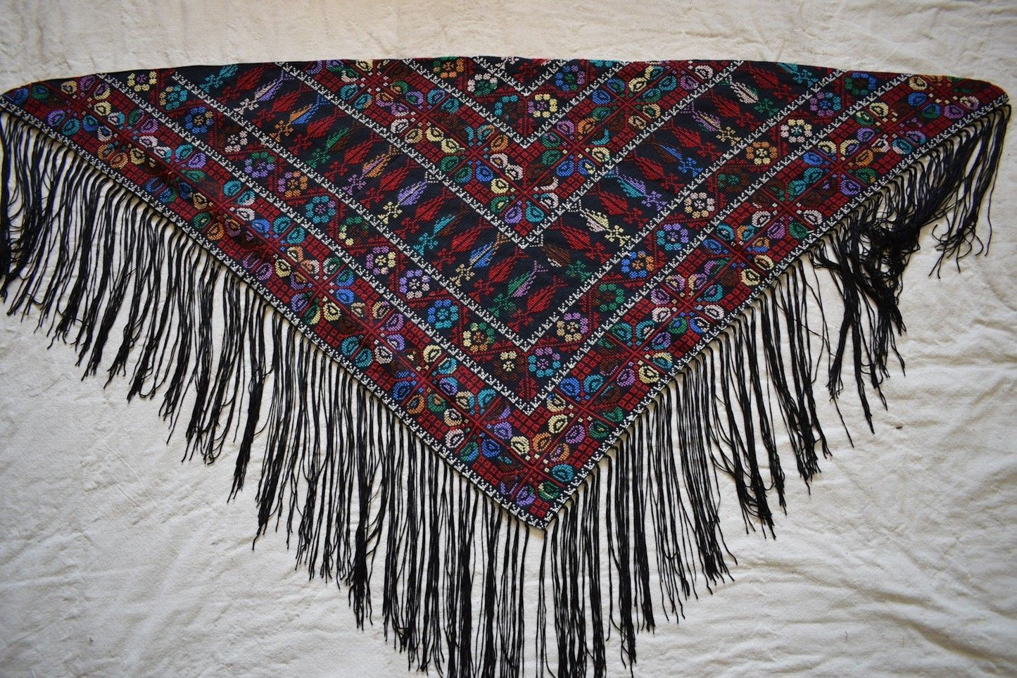 Palestinian Scarf, Embroidered Shawl, Egyptian Shawl, Bedouin Scarf, Hand Woven