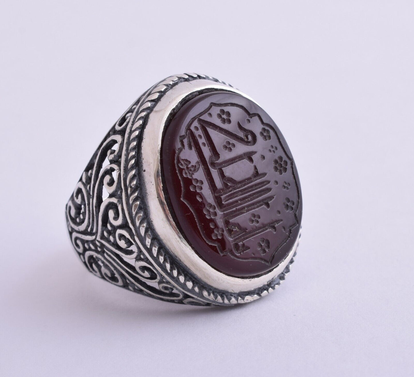 Islamic 925 sterling Silver Yemen agate aqeeq aqiq akik Men Ring-yemeni-DHL