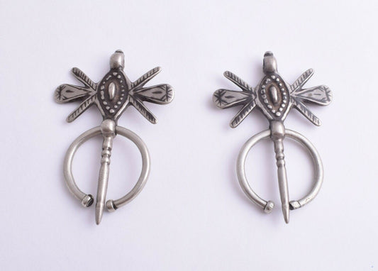 Vintage Moroccan Berber silver Pair Fibulae ornament