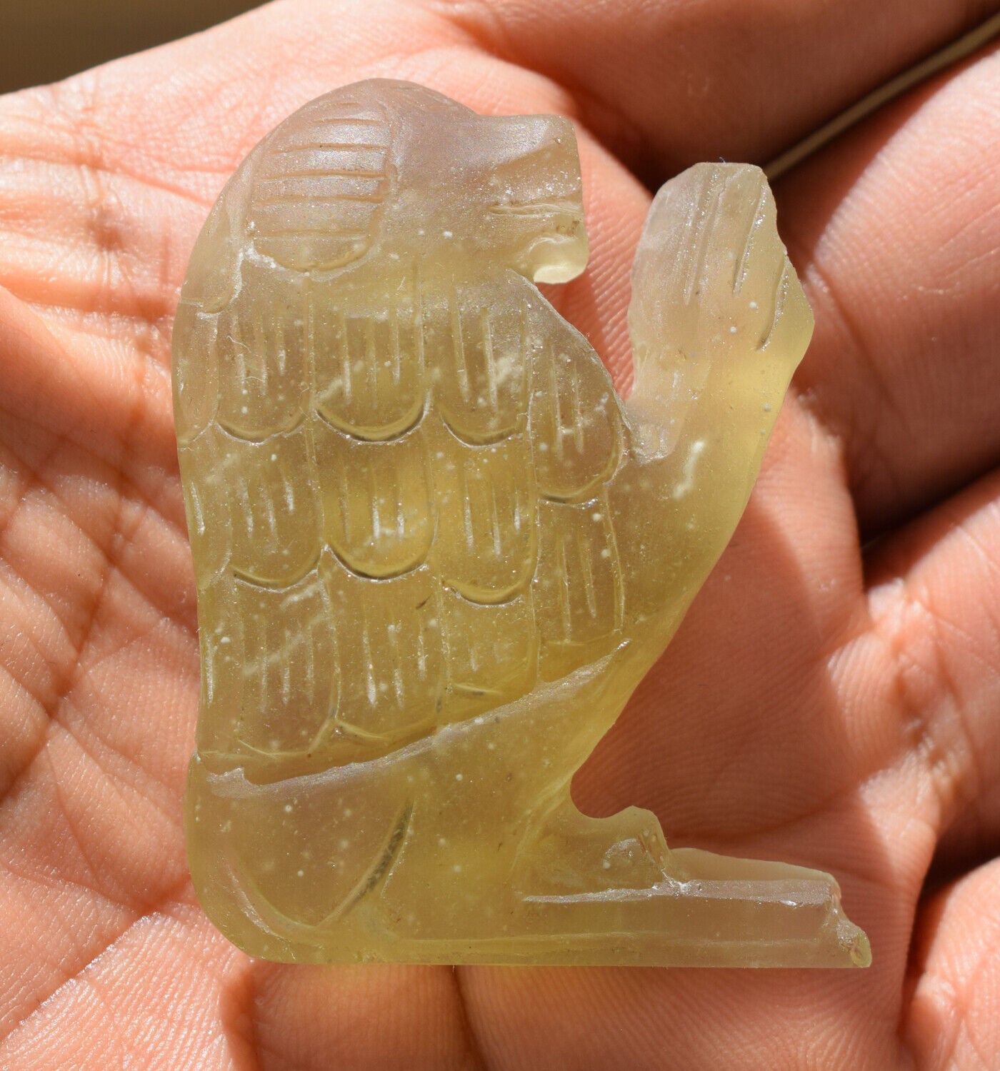 Libyan Desert Glass, Egyptian Baboon-Monkey,Asteroids Impact, 162 Ct-hand Carved