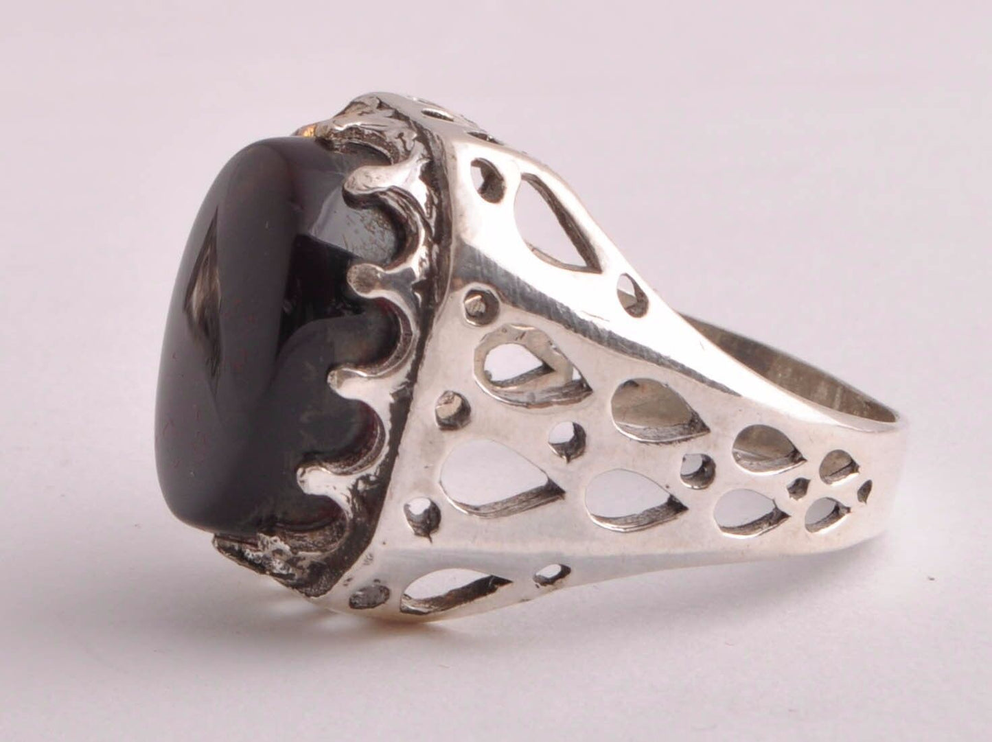 Yemeni Yemen kabdi agate aqeeq aqiq Silver Men Ring-Middle Eastern-عقيق كبدي-DHL