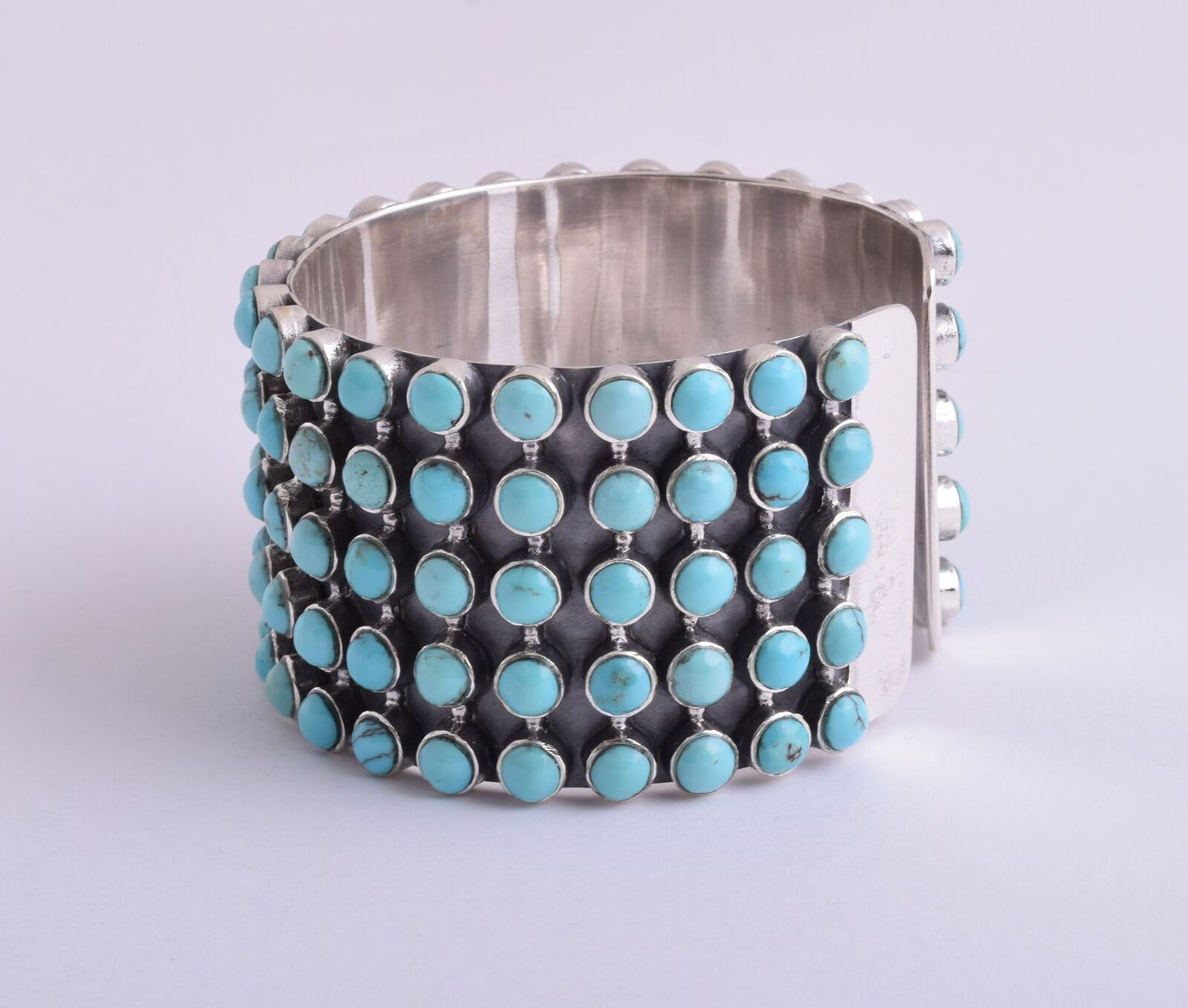 Egyptian Turquoise sterling silver Cluster Bracelet-110 gram-Heavy Bracelet Cuff