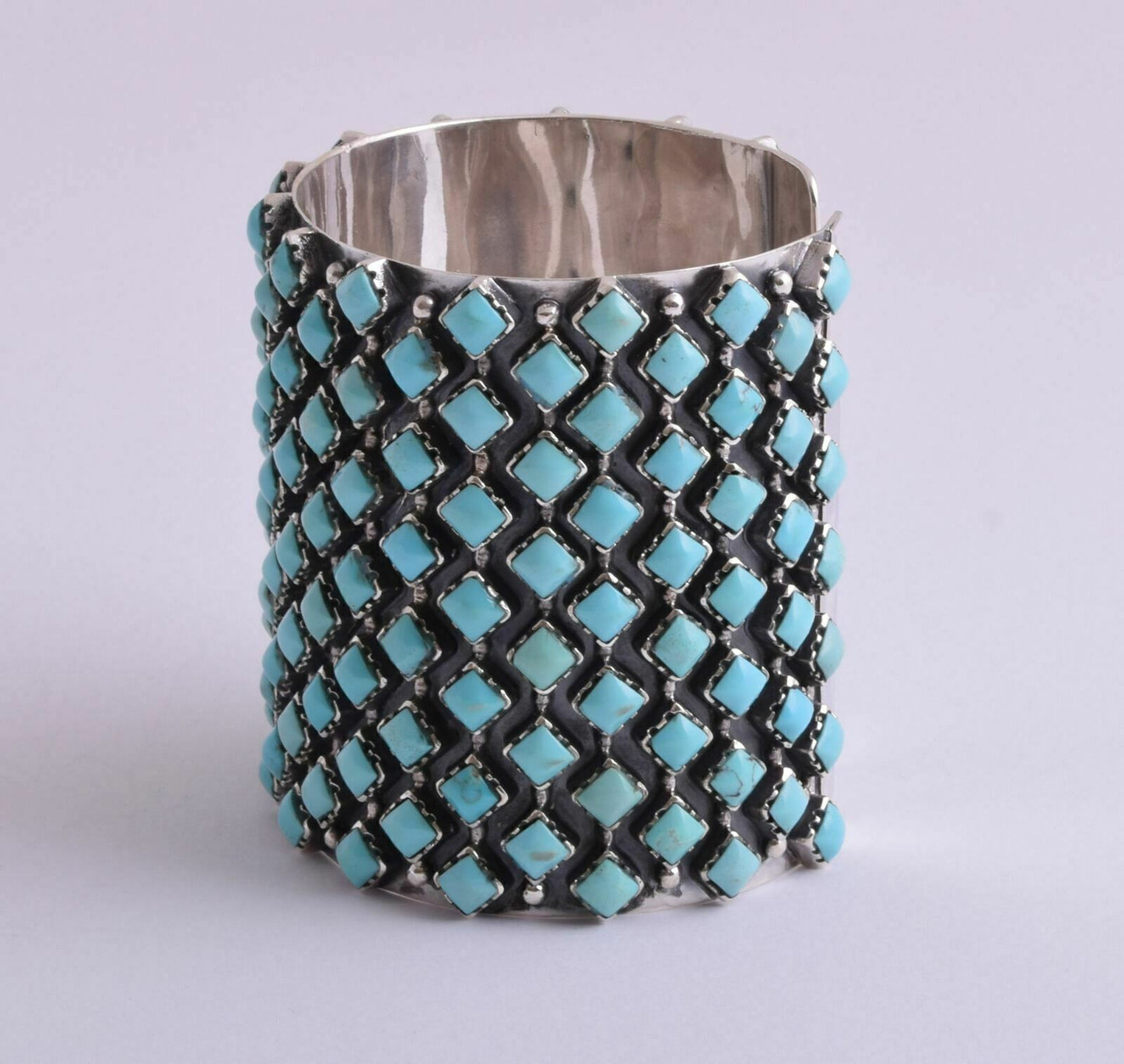 Egyptian Turquoise sterling silver Cluster Bracelet-179 gram-Large Cuff