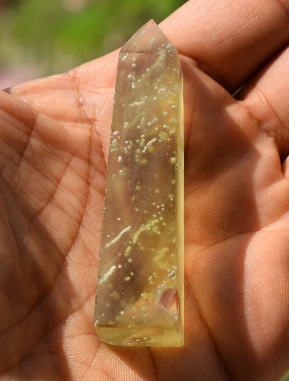 Libyan Desert Glass Obelisk-203 ct-Meteorite Tektite-asteroid impact-3" Height