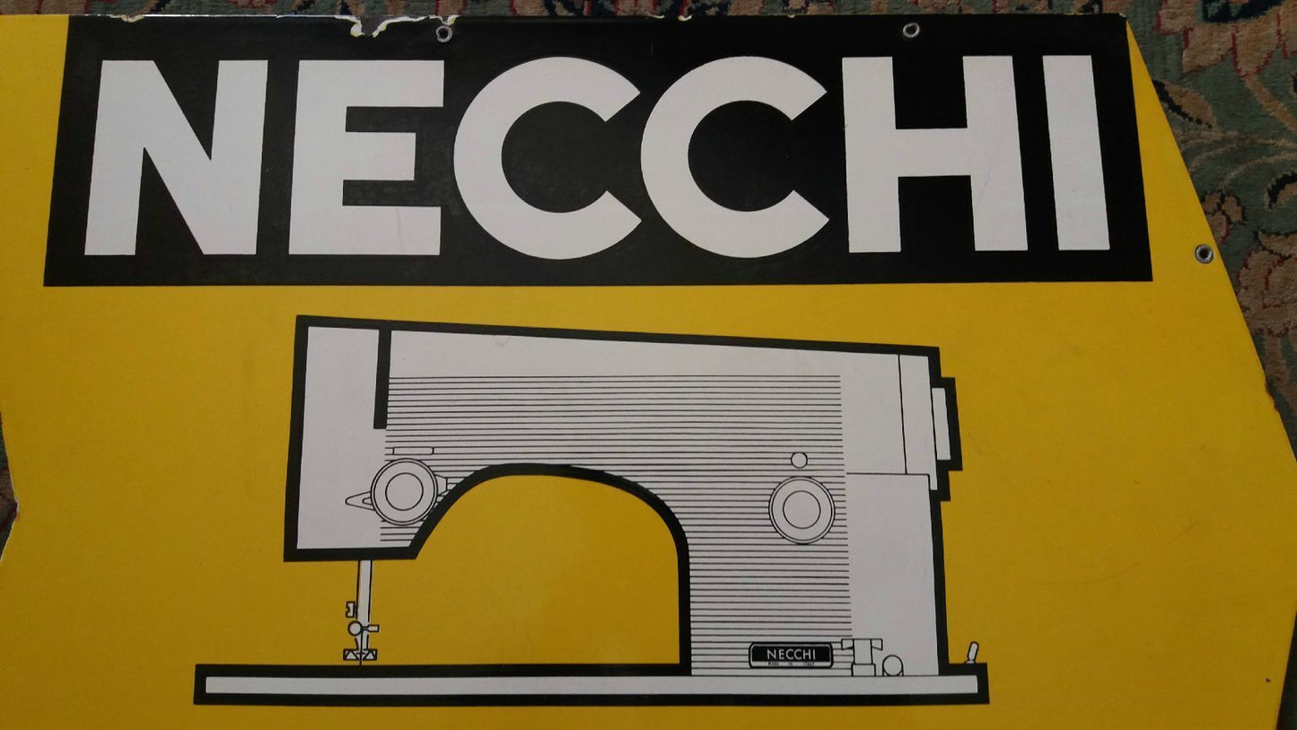 Vintage Italian NECCHI Sewing Machine enamel porcelain sign