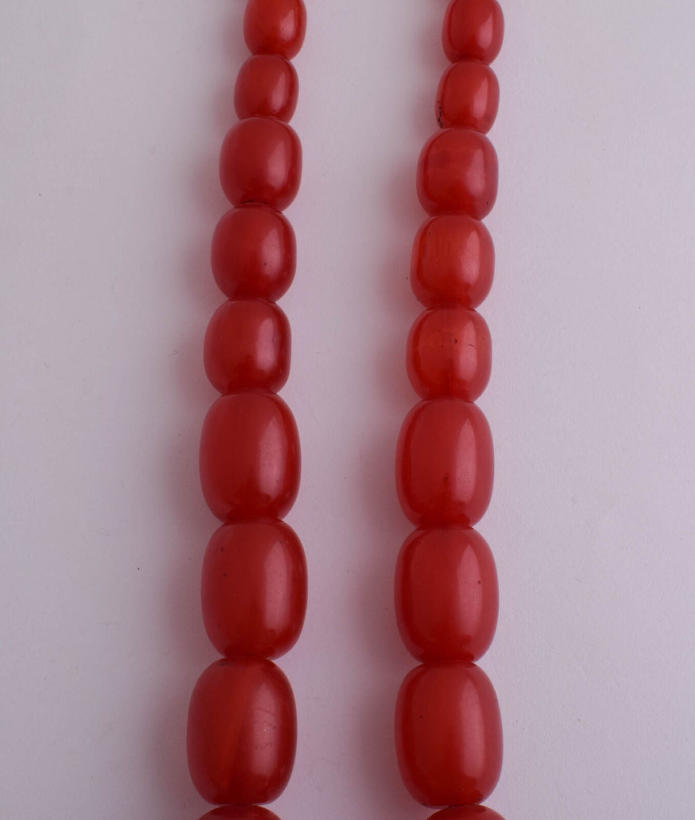 Vintage Red Bakelite necklace Beads-light cherry amber graduated bead-125 gram