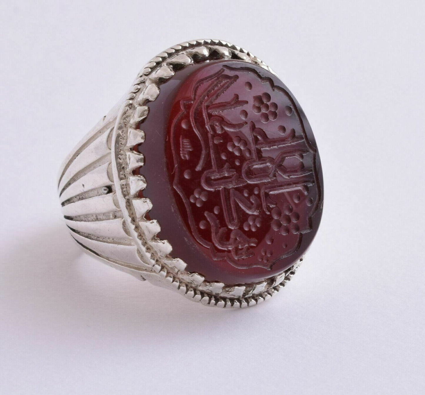 Kabdi Agate aqeeq aqiq 925 Silver Men Ring- Quran-Islamic yemen- yemeni