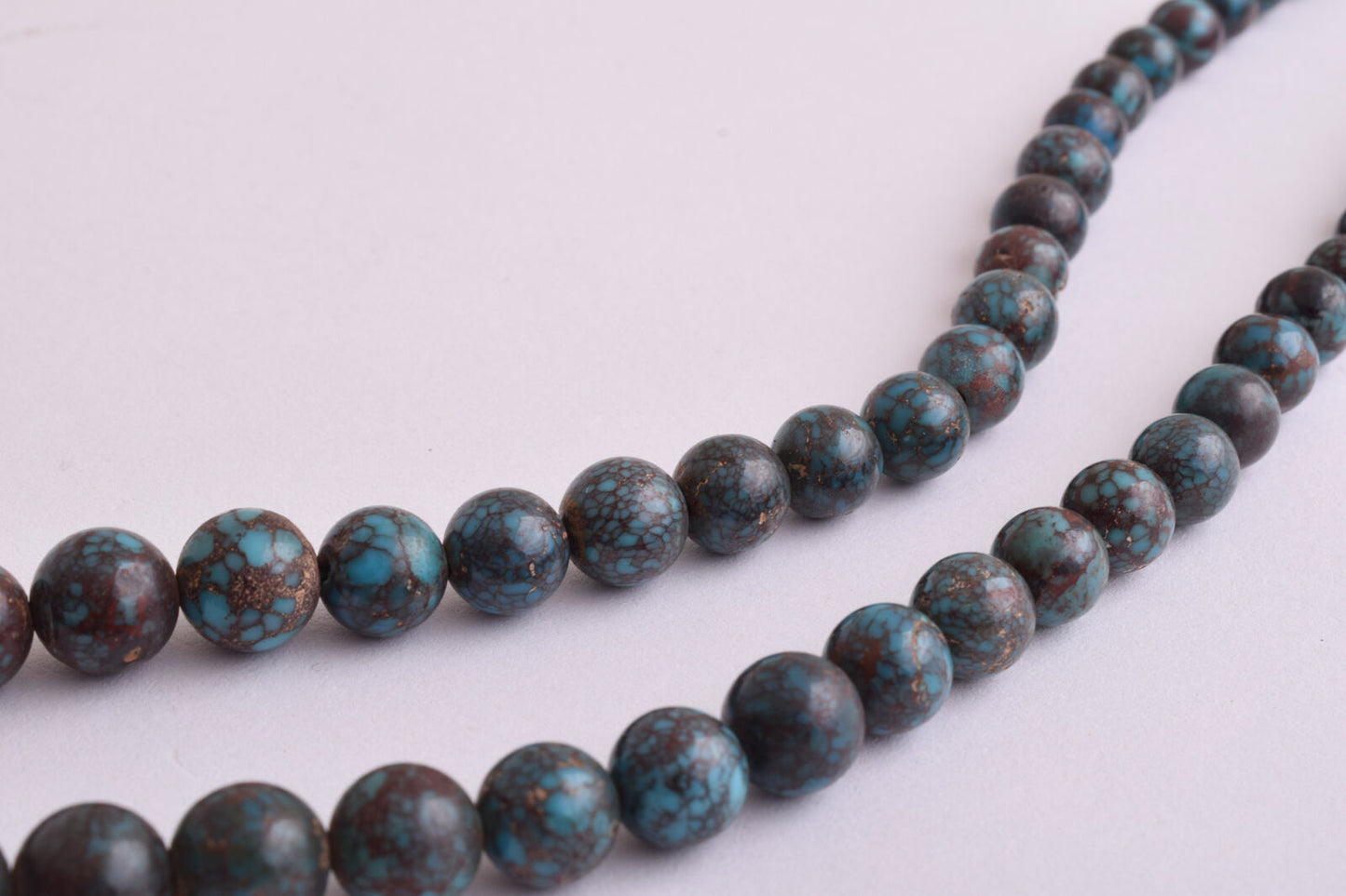 Egyptian Turquoise Spiderweb Necklace choker- round beads , 60 grams