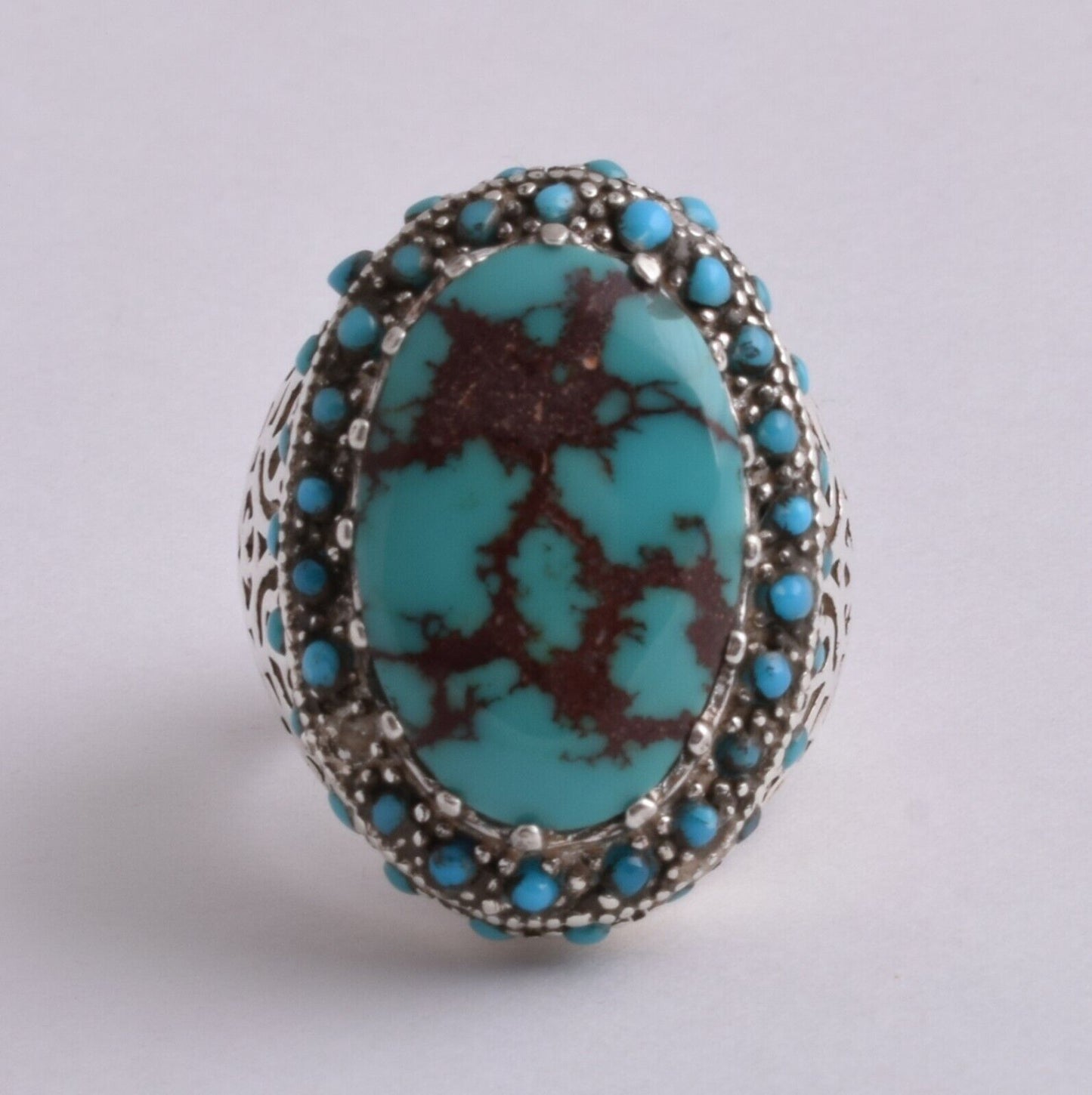 Egyptian Turquoise Sterling silver Men Ring-Middle Eastern-Spiderweb Turquoise