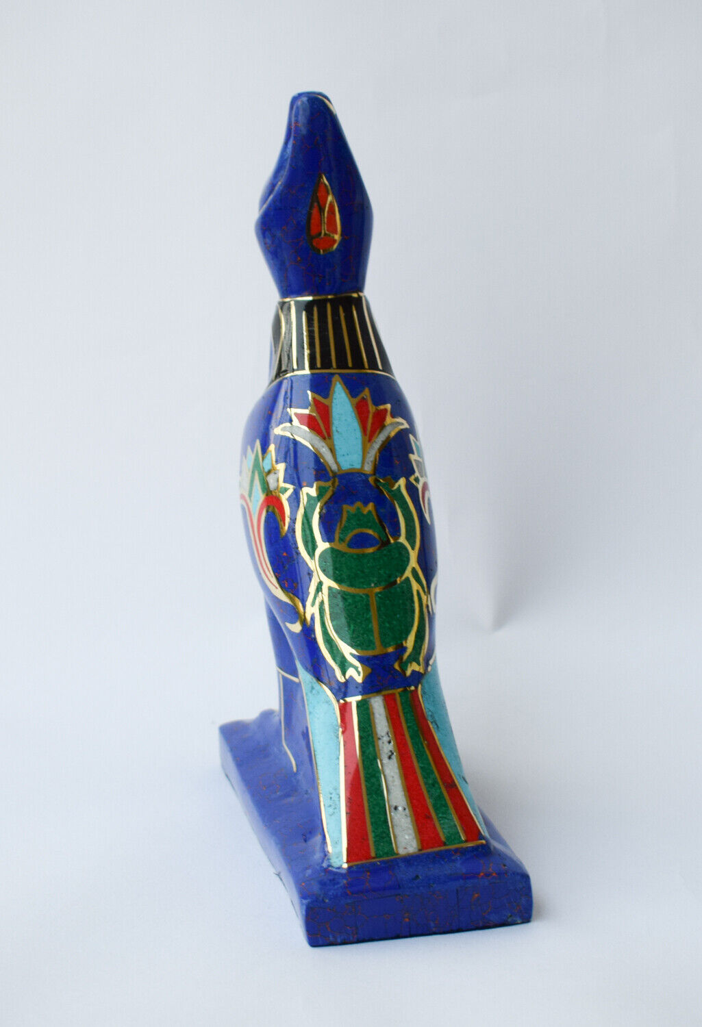 Egyptian Horus Statue-Blue inlay-Collectible Decorative-Revival/ 8.7"