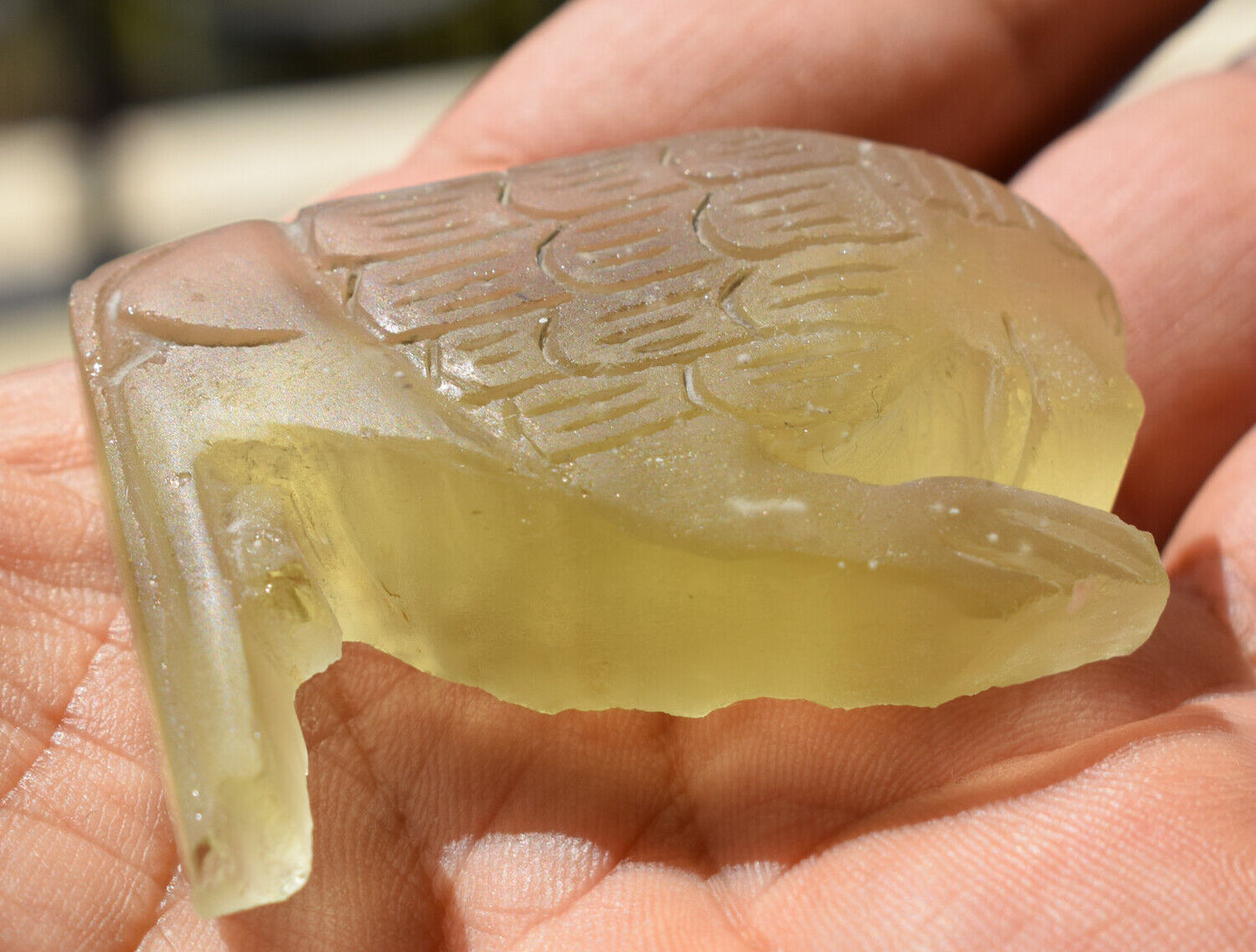 Libyan Desert Glass, Egyptian Baboon-Monkey,Asteroids Impact, 162 Ct-hand Carved