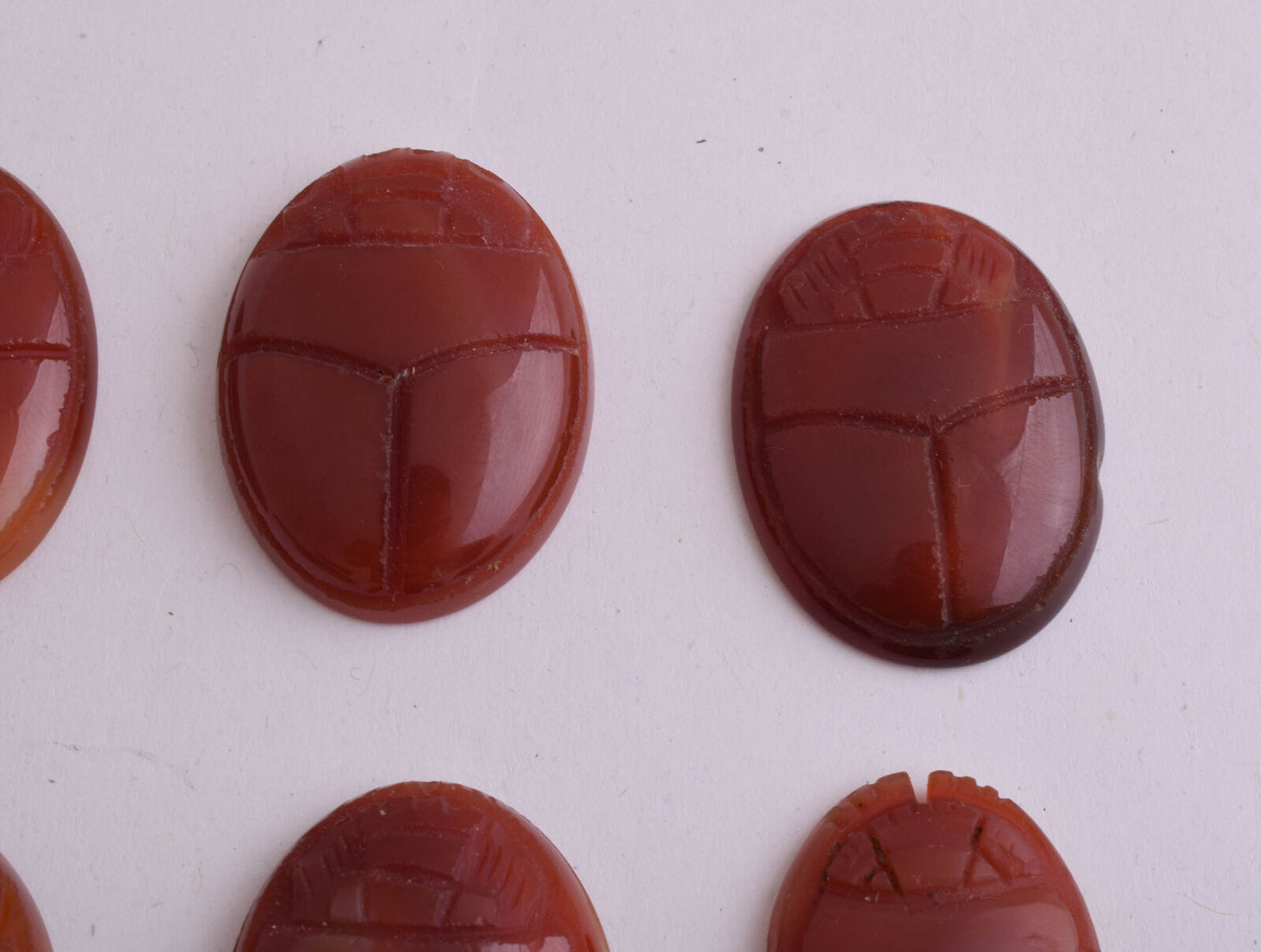 8 Egyptian Scarab-Hand Carved Egyptian Agate Scarab-Revival stone amulet