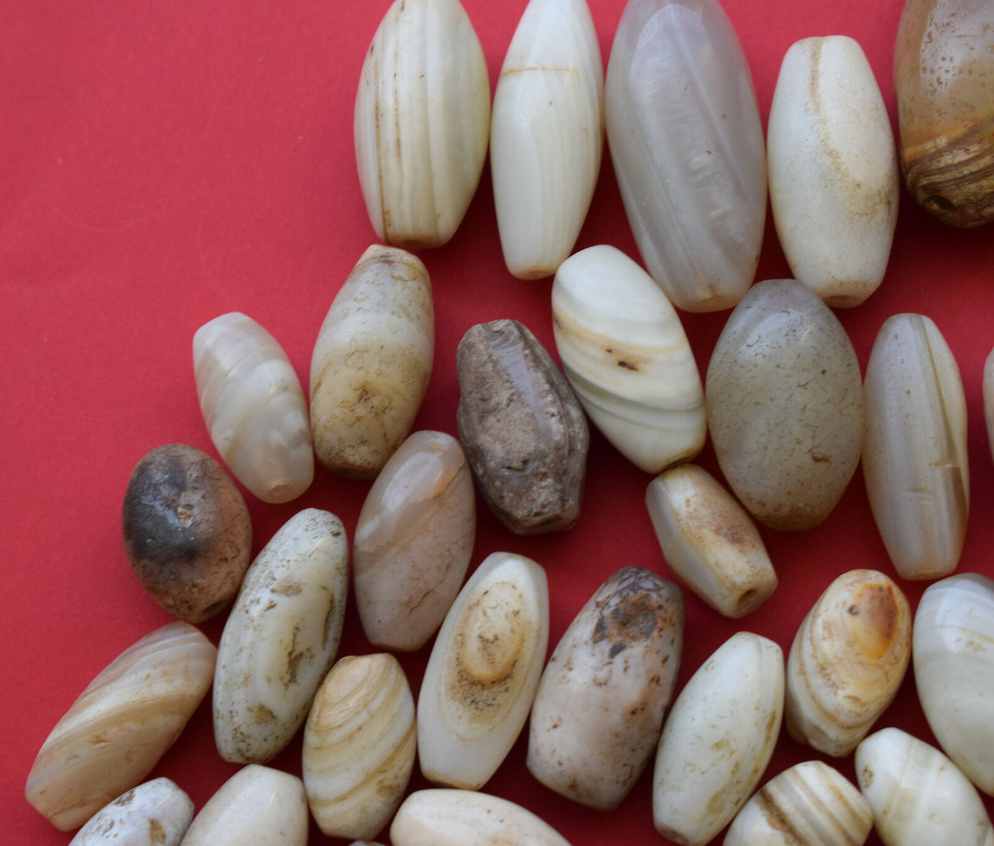 51 Antique ancient banded agate Carnelian beads-middle eastern-400 grams