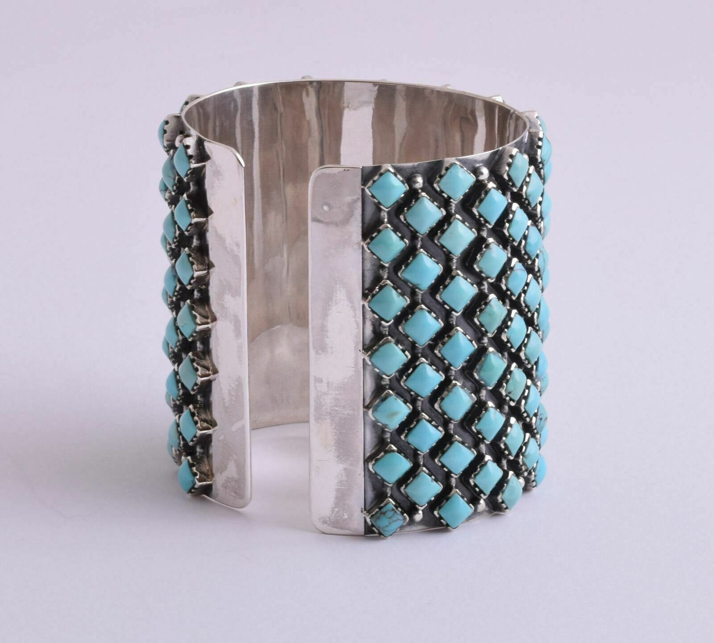 Egyptian Turquoise sterling silver Cluster Bracelet-179 gram-Large Cuff